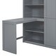 preview thumbnail 15 of 14, Full Size Grey Wooden Loft Bed w/ Desk, Storage Staircase & Shelves, Built-in Wardrobe w/ Foldable Door Panels for Student Dorms