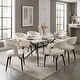 preview thumbnail 14 of 131, Elega Modern Sintered Stone Dining Table Modern Trestle Base Powder-Coated Steel Frame Kitchen Table - 47"-71"