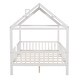 preview thumbnail 31 of 33, Full Size Wood House Bed with Fence, Playhouse Design for Kids, Sturdy Pine Construction, Customizable Decor