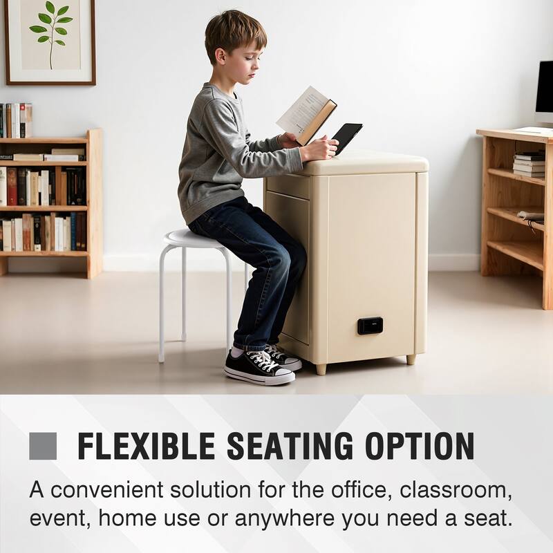 VECELO 6-Pack Stacking Stools for Living Room Backless Round Stools Set Indoor Outdoor Use with Metal Frame & Non-Slip Feet