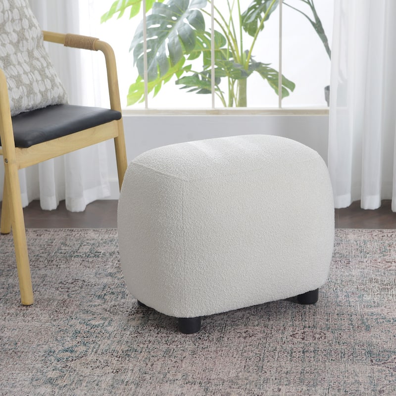 KINWELL 23" W Boucle Upholstered Footstool Ottoman Sofa Chair Footrest - Beige