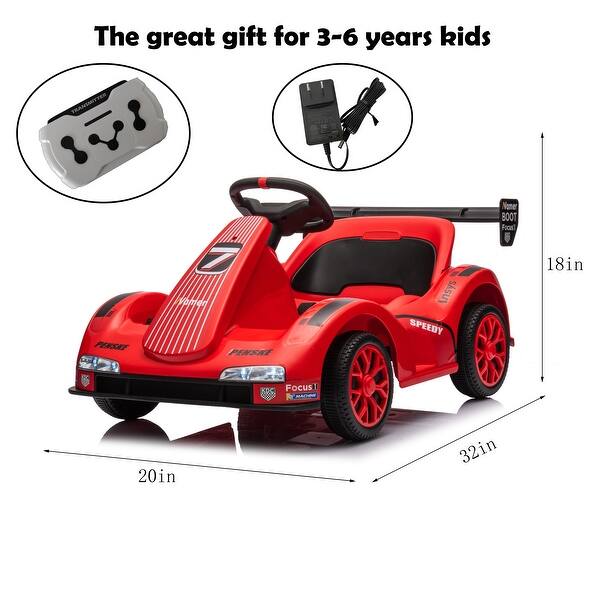 dimension image slide 2 of 4, Kids Electric Ride-On Car with Safety Belt, LED Lights & Multi-Function Music Board - 12V Battery Powered