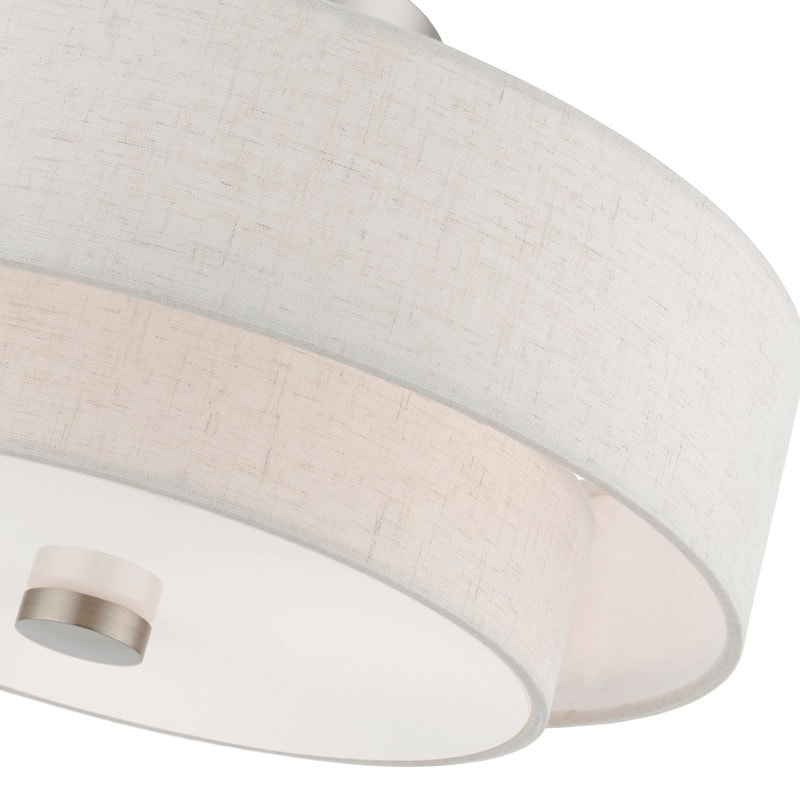 Livex Lighting 3-light Fabric Shade Flush Mount, 51084-92, 51084-91