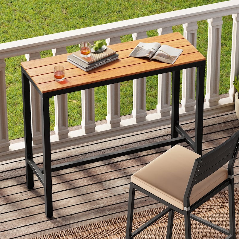 Crestlive Products Patio Outdoor Bar Table Rectangle Pub Table - Brown - 42.91 inches long