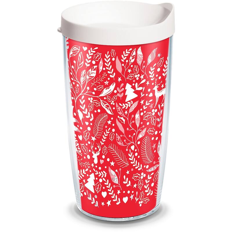 Tervis Foliage And Fern Christmas Holiday Made in USA Double Walled Insulated Travel Tumbler, Classic - 16oz