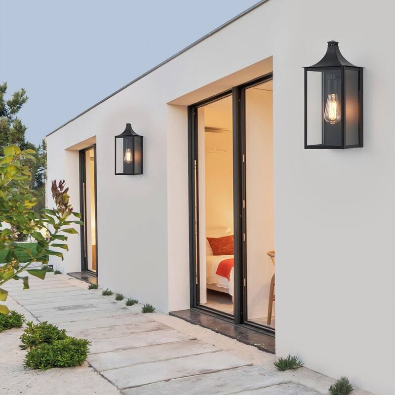 KAWOTI 15.75" Sandy Black Outdoor Wall Sconce - W7" x L7" x H15.75"