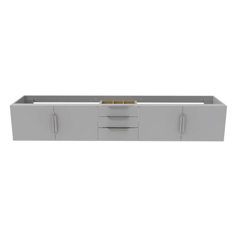 Alpine 84" Wall Mounted Bathroom Vanity (Base Only) - Grey - Brushed Nickel Finish
