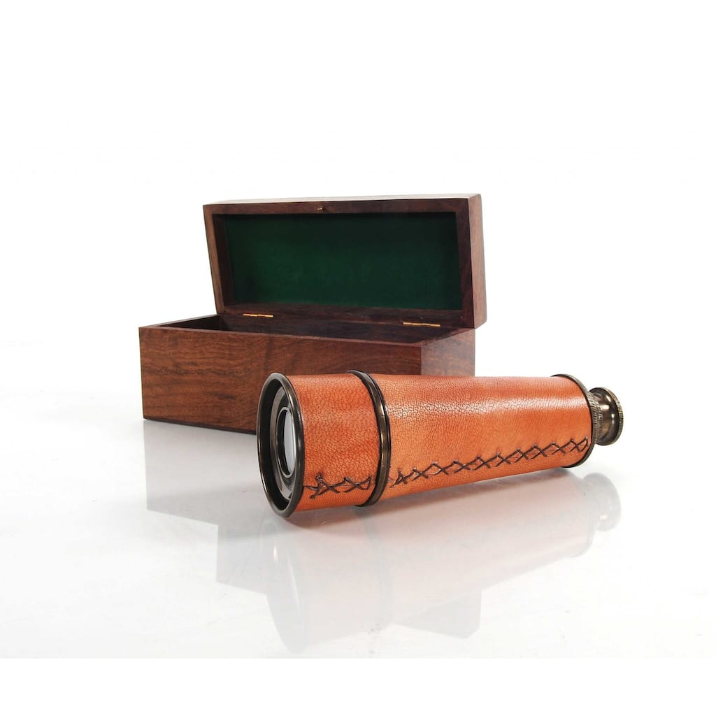 2.25" x 16" x 2.25" Handheld Telescope in Wood Box