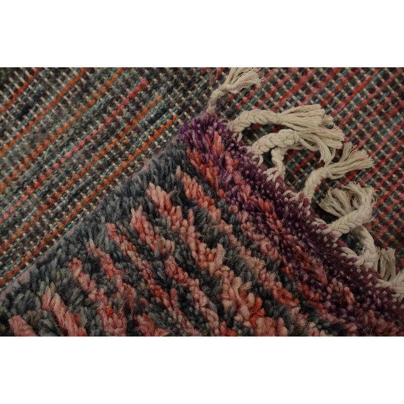 Hand Knotted Oriental 100% Wool Carpet Modern Geometric Oranges & Rust Moroccan Area Rug - 14' 5'' X 9' 5''