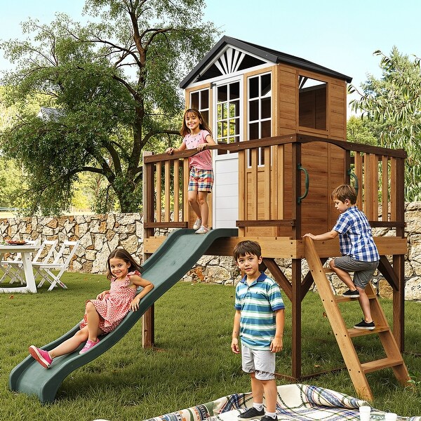 9-in-1 Wooden Playhouse with Slide & Sandbox - On Sale - Bed Bath