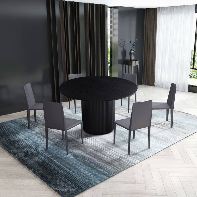 Round Dining Table Modern Wood Kitchen Table 47.24" Circular Tabletop for Leisure Coffee Table