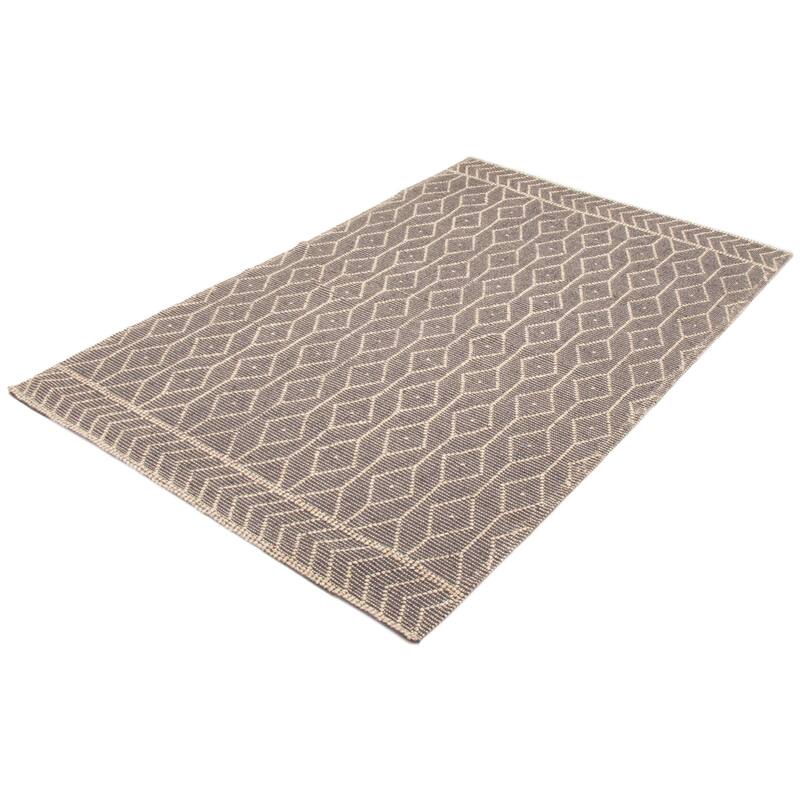 ECARPETGALLERY Braid weave Sienna Grey Wool Rug - 6'0 x 9'3