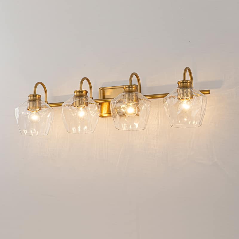 Modern 3/4-lights Bathroom Dimmable Vanity Lights Wall Sconces with Glass Shade - 4 - Light - Gold