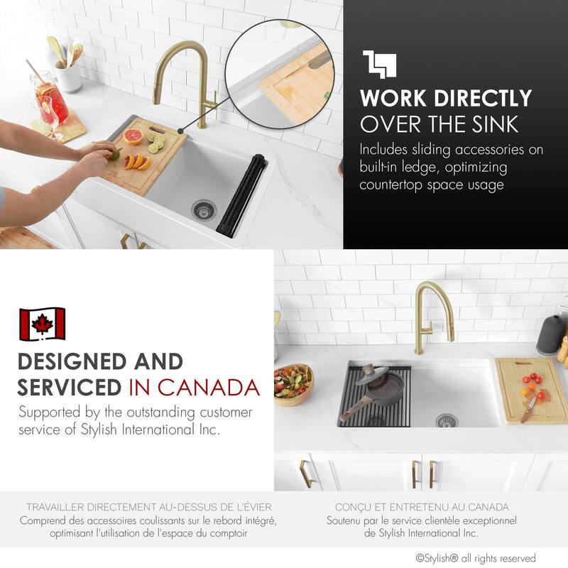 Composite Granite Dual-Mount 30" Double-Bowl kitchen Sink - 30" x 18" x 9.50"