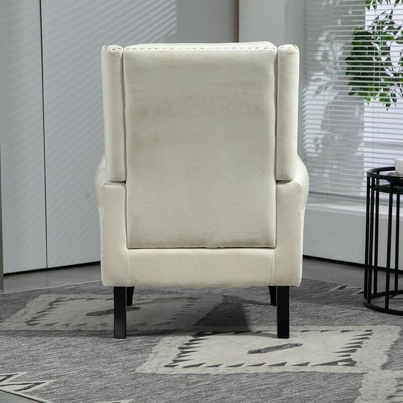 Transitional Wingback Accent Chair Armchair with Sturdy Wood Legs