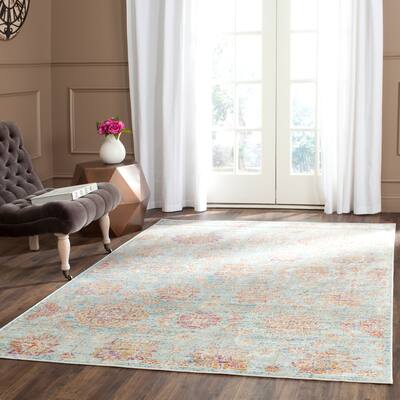 SAFAVIEH Sevilla Lital Traditional Oriental Viscose Rug - Light Blue/Multi - 4' x 5' 7"