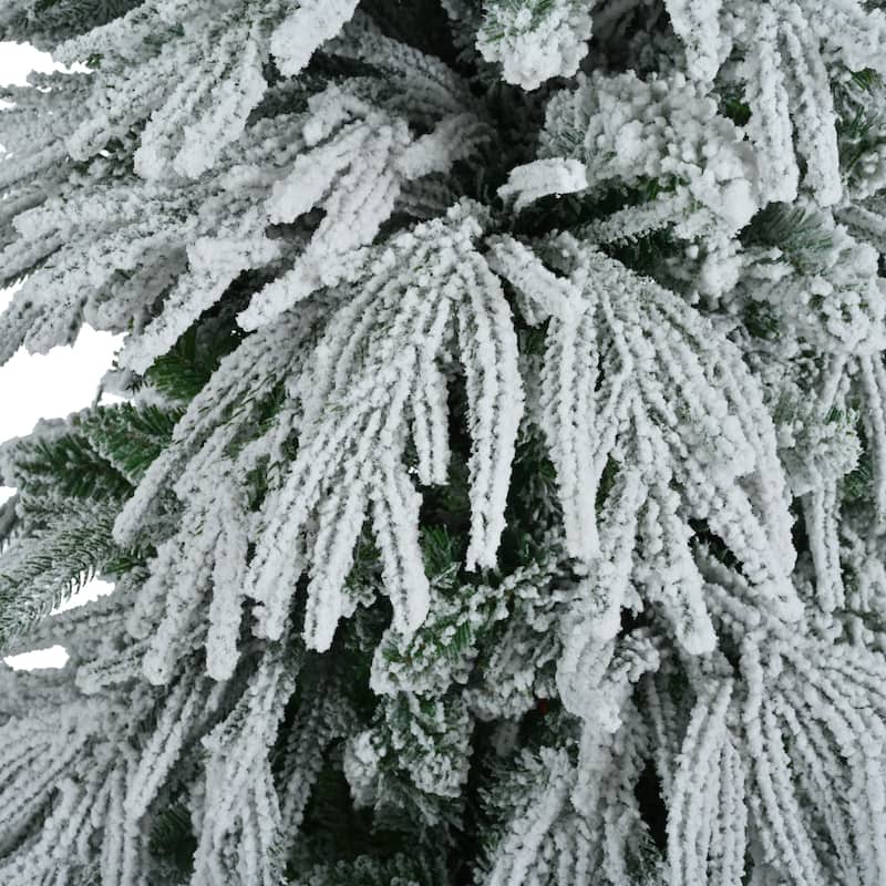 Snow Flocked Artificial Christmas Tree, 7.5ft with Multi-Color LED Lights and 1389 Branch Tips for Holiday Office Home Decor