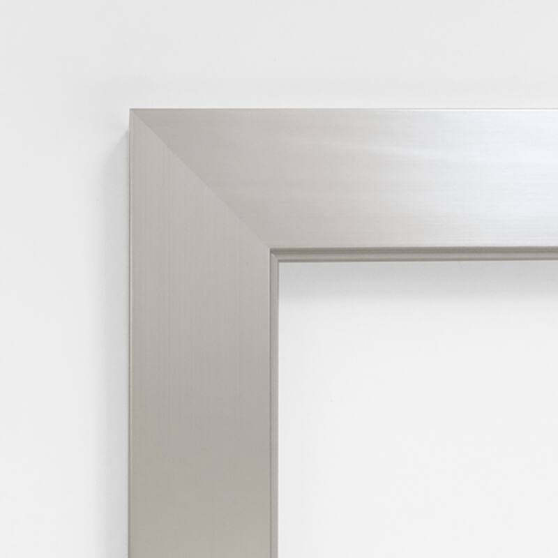Brushed Sterling Silver Wood Framed White Corkboard Bulletin Board
