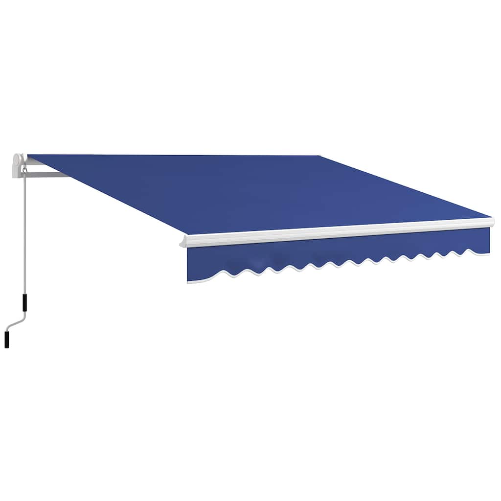 13' x 8' Retractable Patio Awning with Manual Crank, UV & Water-Resistant, Aluminum Frame, Dark Blue
