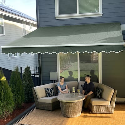 ALEKO Motorized Retractable 13 x 10 ft Home Patio Canopy Awning Green