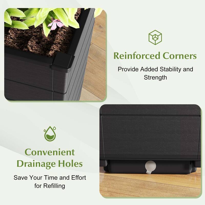 Set of 2 Large Outdoor Planters 23" Elevated Self-Hydrating Planters