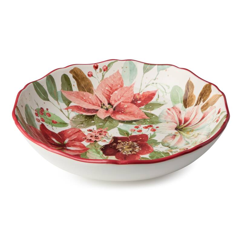 Certifed International Winter Blooms Serving Bowl 13" x 3" - 13 L x 13 W x 3 H