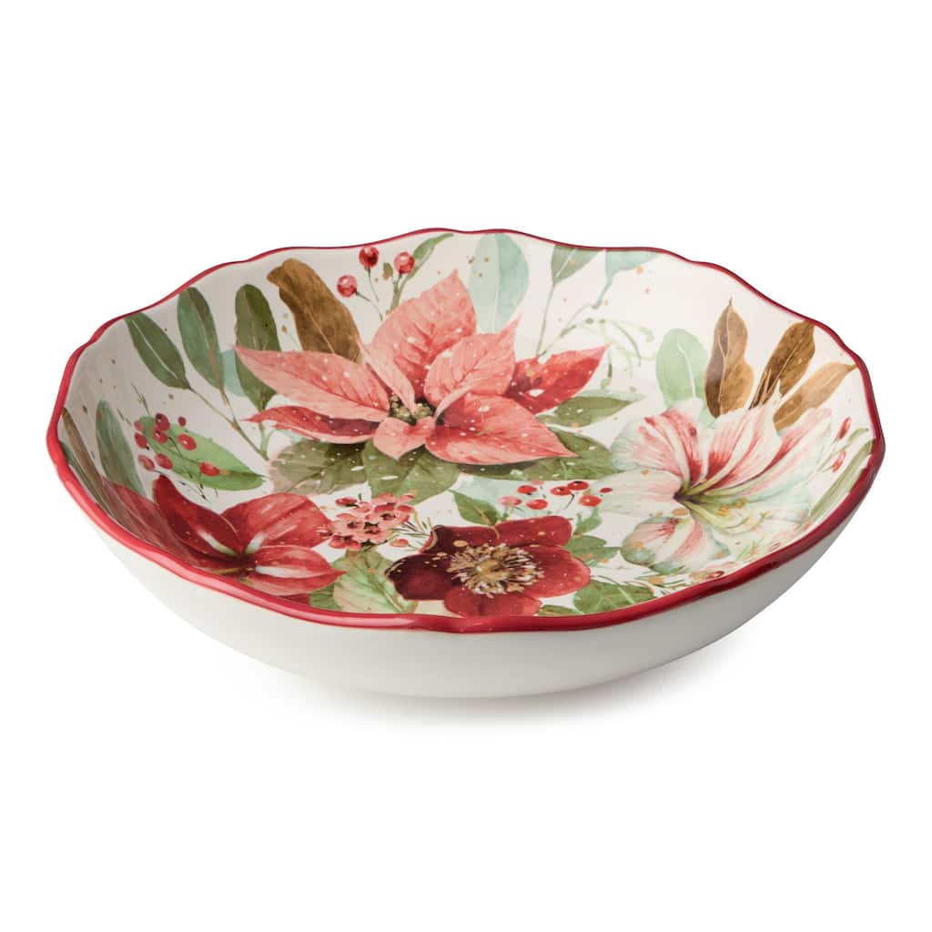 Certifed International Winter Blooms Serving Bowl 13" x 3" - 13 L x 13 W x 3 H