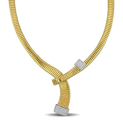 Miadora 5ct TGW Cubic Zirconia Omega Style Necklace in Yellow and White Silver-8in
