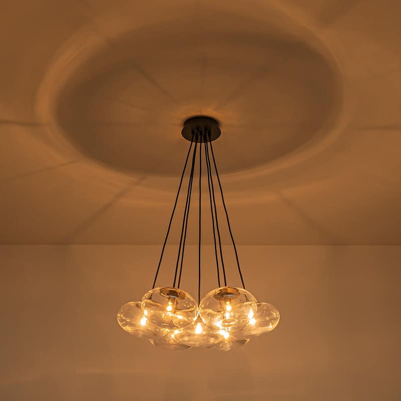 Minimalist 7-Light Glass Globe Bubble Cluster Pendant Chandelier