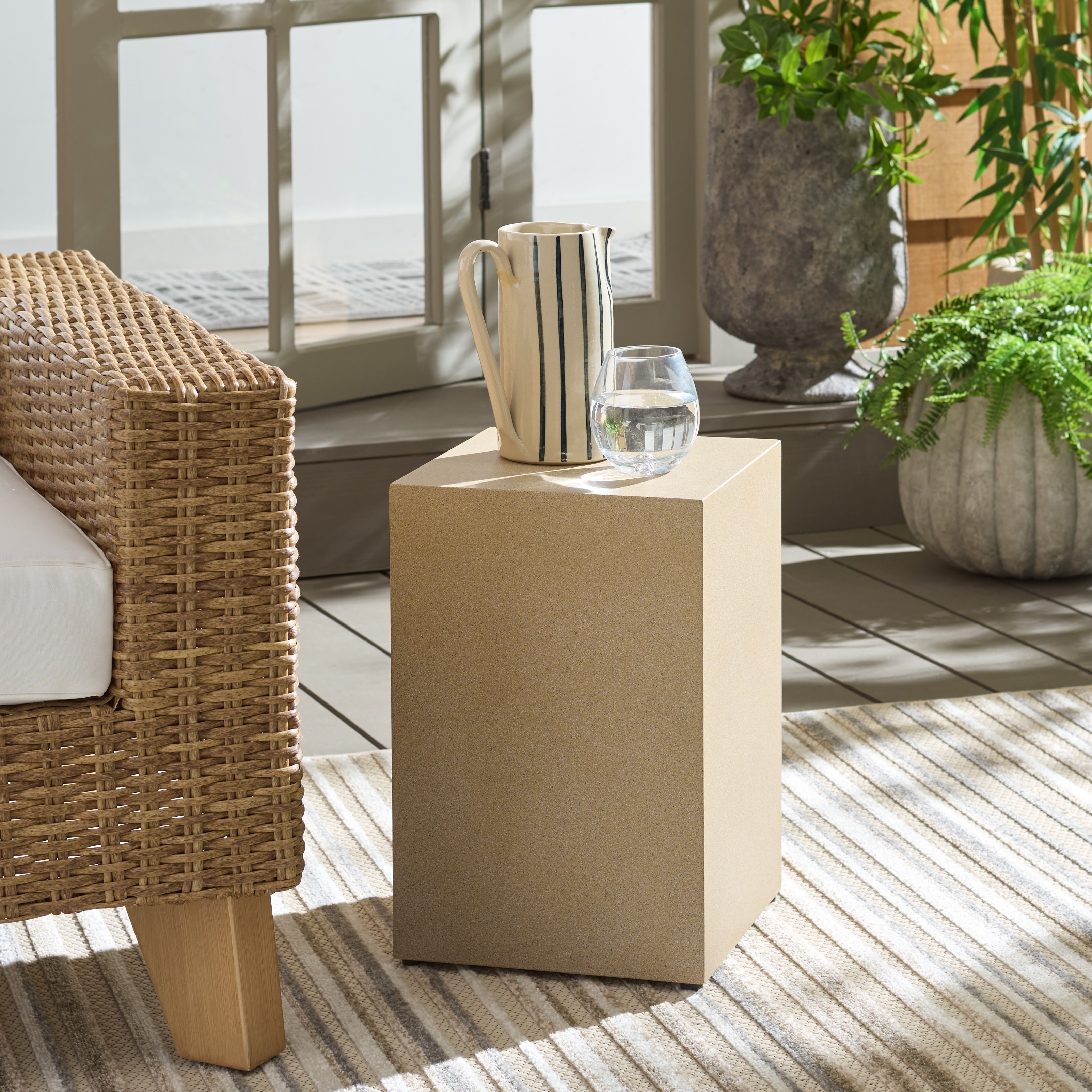 SAFAVIEH Outdoor Patio Furniture Tina Cube Accent Table, Side Table for Indoor and Outdoor Use - 12"W x 12"D x 18"H