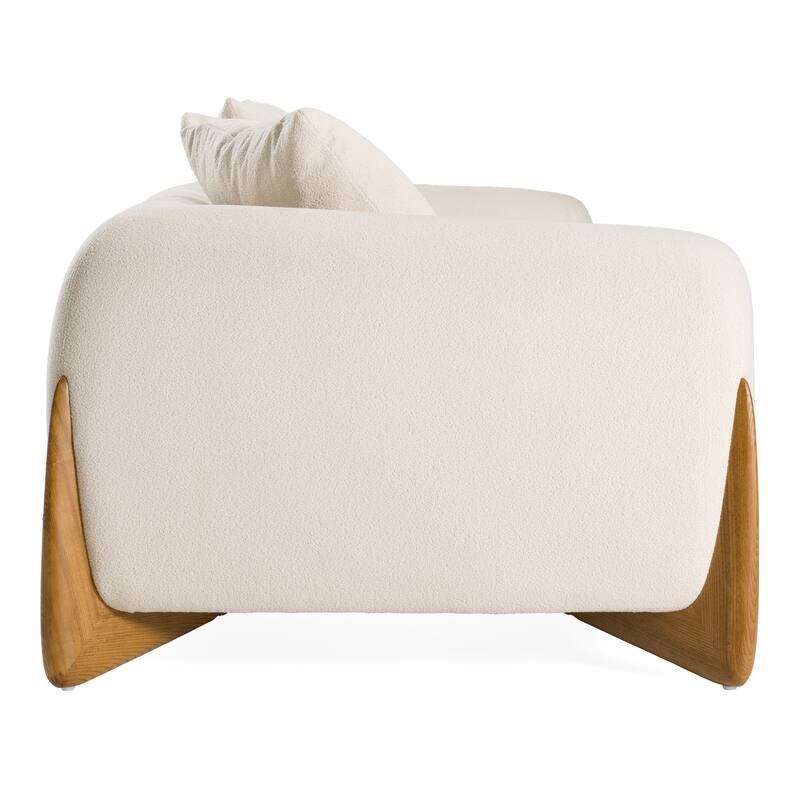 Modrest Fleury Contemporary Cream Fabric and Walnut Sofa