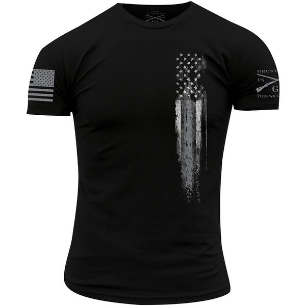 Shop Grunt Style Silver Line Flag T-Shirt - Black ...