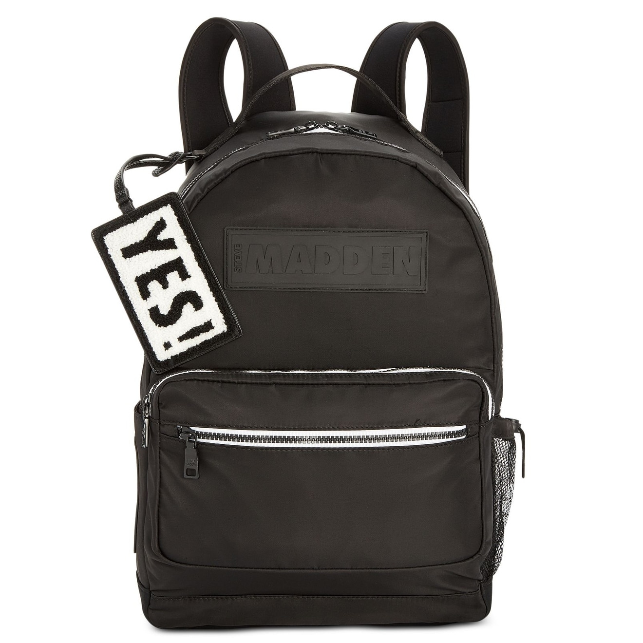 Shop Steve Madden Black White Matte Franny Nylon Yes Tag Backpack Overstock 27063604