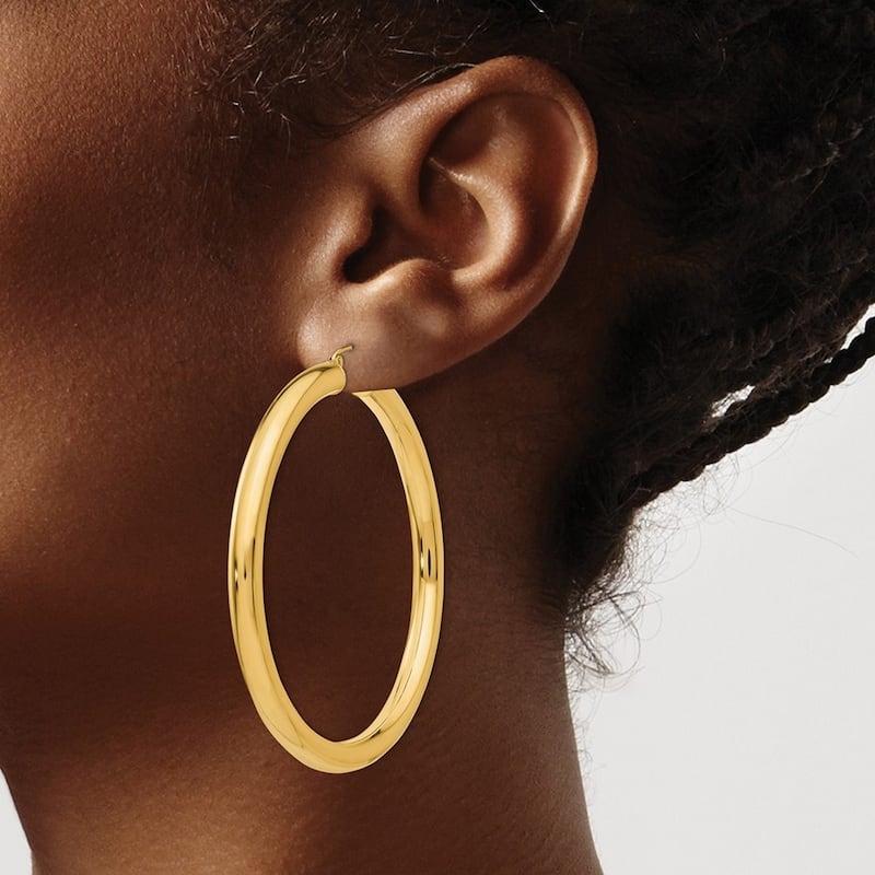 Curata 14k Yellow Gold Polished 60x5mm Lightweight Hoop Earrings