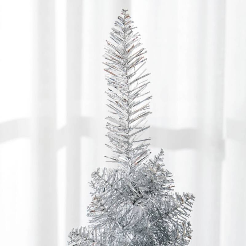 5FT Artificial Slim Pencil Christmas Tree with 294 Realistic Branch Tips and Plastic Stand