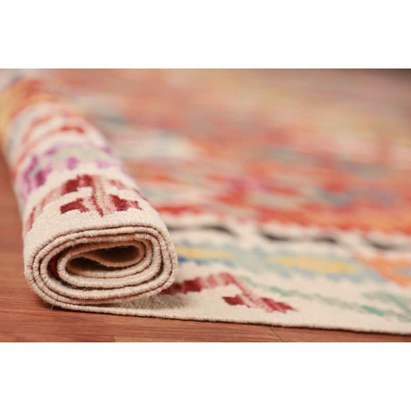 Reversible Kilim Oriental Area Rug Hand-Woven Living Room Wool Carpet - 9'10"x 13'0"
