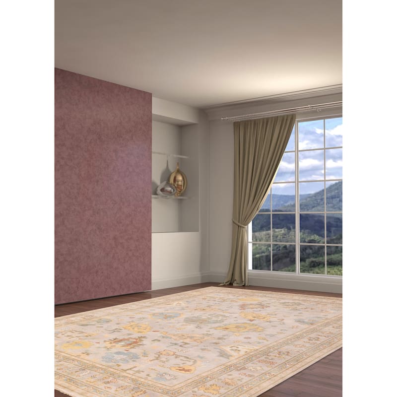 ECARPETGALLERY Hand-knotted Modern Oushak Light Grey Wool Rug - 9'11 x 13'9