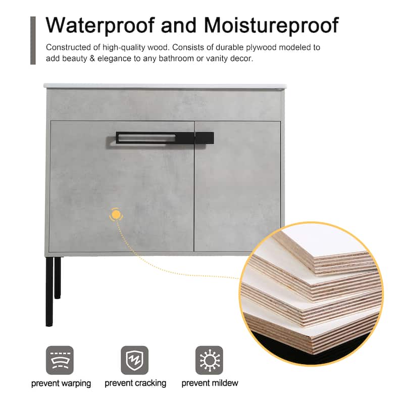 Malwee 24"/30"/36" FreeStanding Bathroom Vanity, Floor Stand Bathroom Vanity with Ceramic Top,Soft Close Door