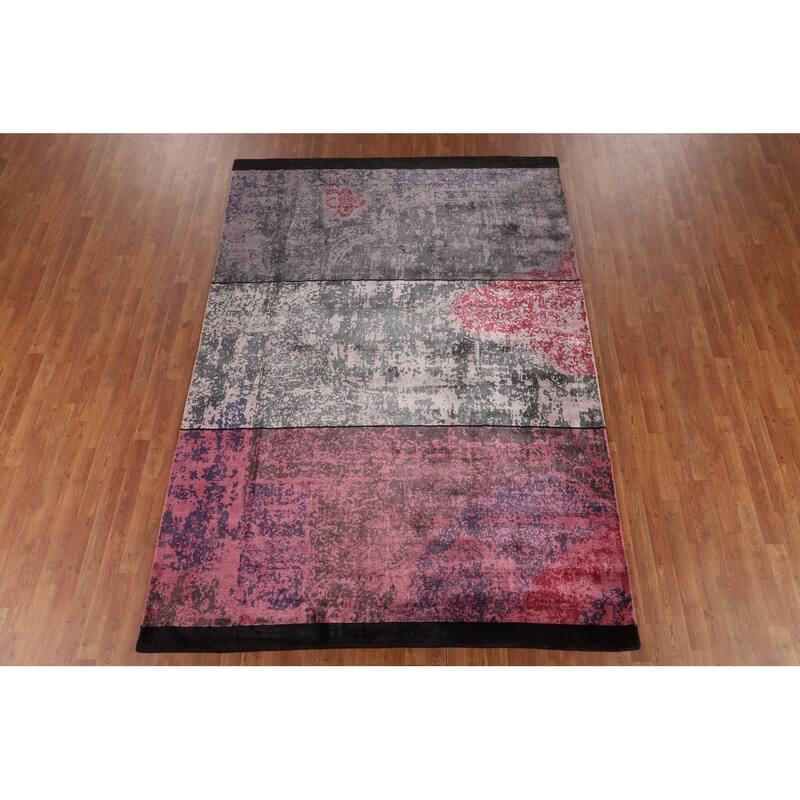 Contemporary Abstract Area Rug Handmade Modern Wool Carpet - 6'10" X 9'10"