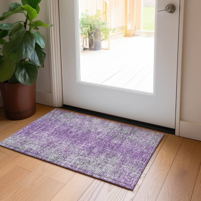 Machine Washable Indoor/ Outdoor Chantille Solid Contemporary Rug