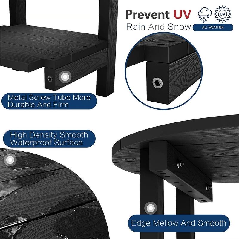 WINSOON All Weather HIPS Outdoor Round 2-Tier Outdoor Side Tables Adirondack Tables