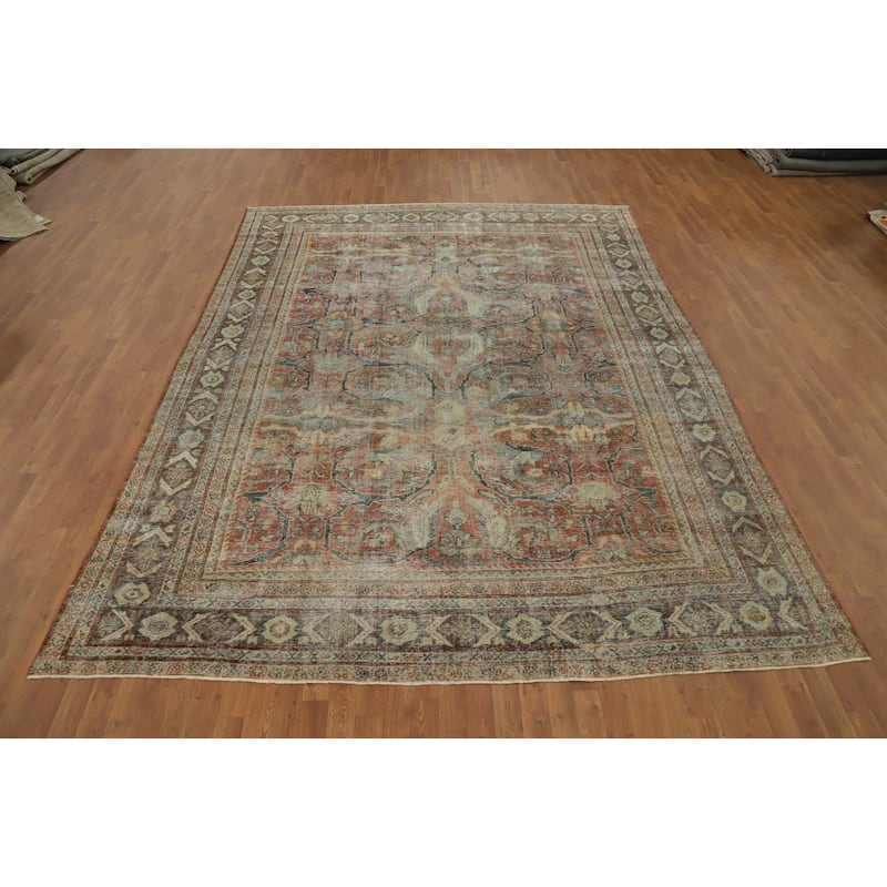 Hand Knotted Oriental 100% Wool Carpet Traditional All-Over Oranges & Rust Sultanabad Area Rug - 11' 9'' X 8' 10''