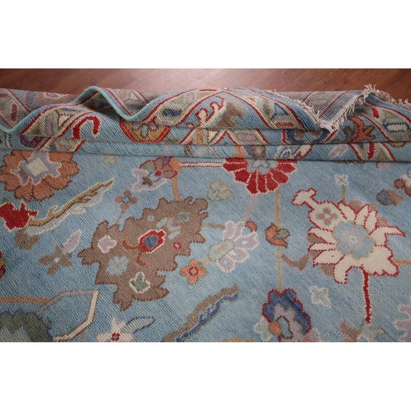 Blue Light Oushak Oriental Area Rug Handmade Wool Carpet - 8'0"x 10'0"