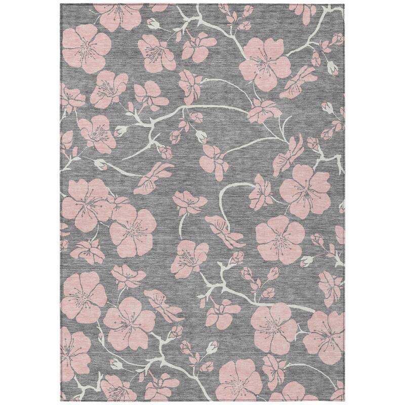 HomeRoots Floral Transitional Rectangle Outdoor Rug