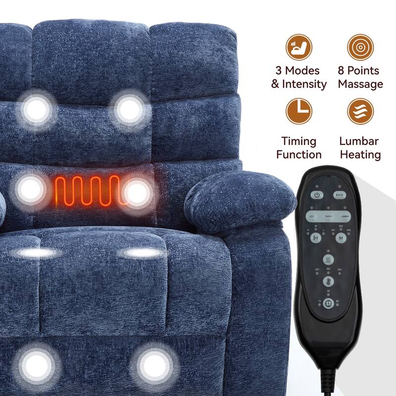 Dual Motor Infinite Position Electric Power Lift Recliner Chair with Power-Remote & Heat Massage