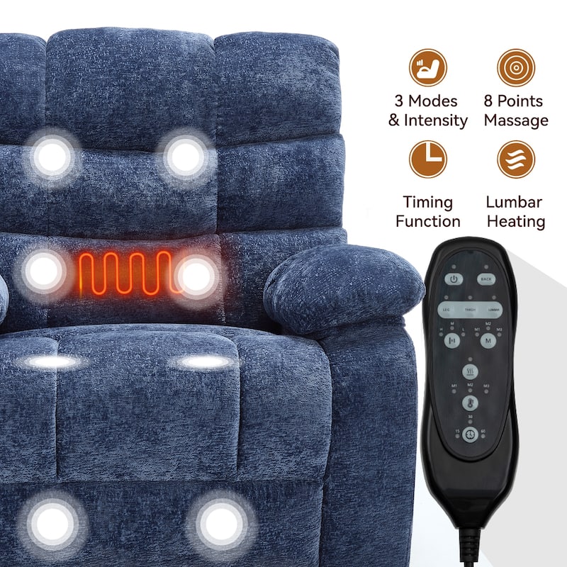 Heat Massage Lift Recliner Chair, Dual Motor Infinite Position, Remote