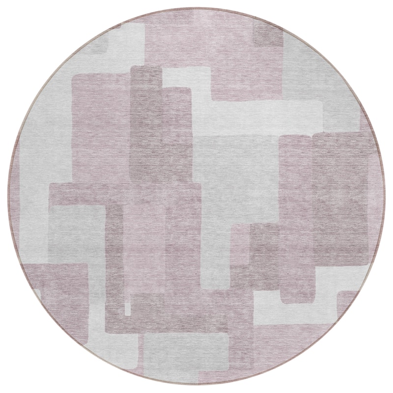 Machine Washable Indoor/ Outdoor Chantille Modern Blocks Rug
