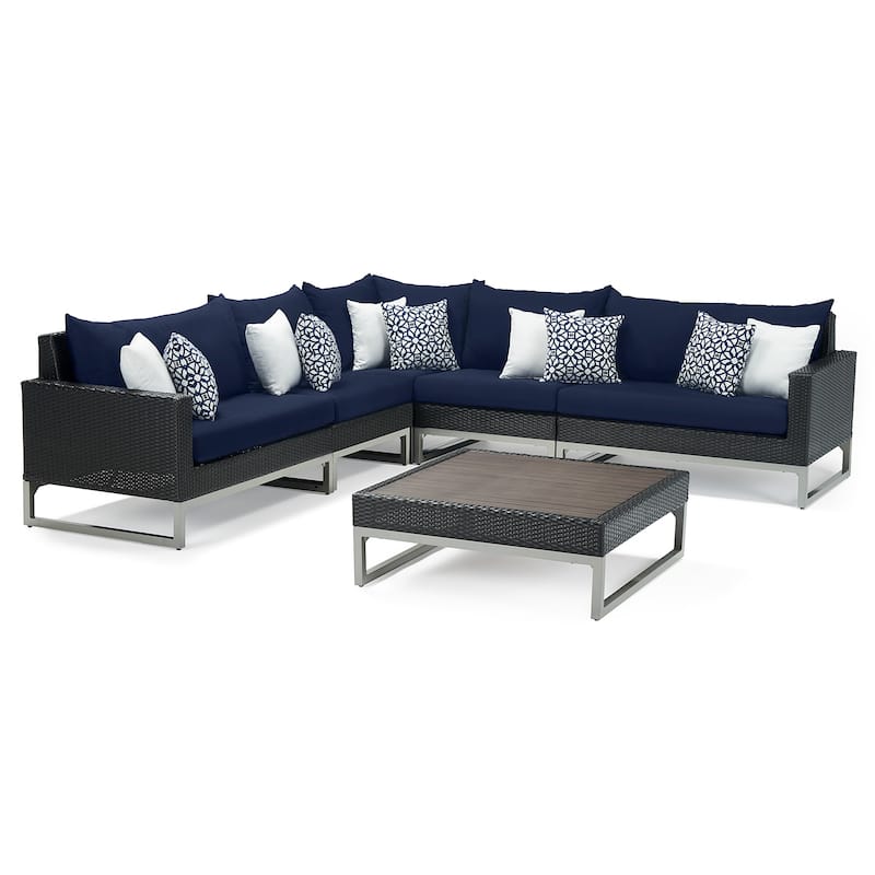 Milo Espresso 6 Piece Sunbrella Outdoor Patio Sectional with Table