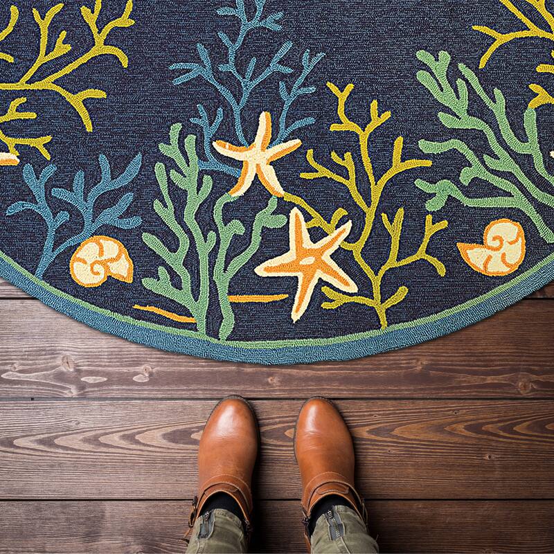 Dream Decor Rugs Picadilly Coral Reef Blue Green Outdoor Area Rug