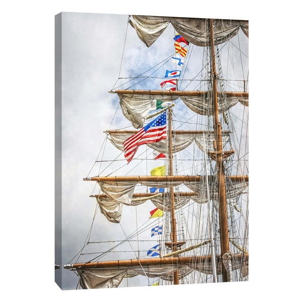 PTM Images 9-105972 PTM Canvas Collection 10" x 8" - "Tall Ship Mast Detail" Giclee Flags and Ships Art Print on Canvas